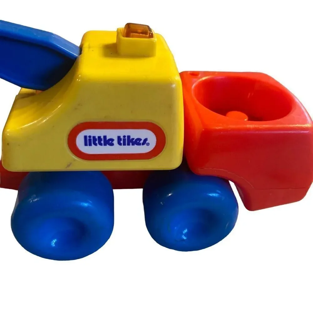 Vintage Little Tikes Tow Truck Vehicle yellow blue red plastic